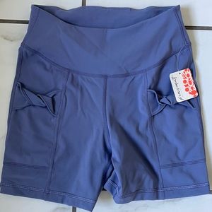 Free people movement blue granite biker shorts